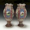 A PAIR CHINESE ANTIQUE FAMILLE ROSE LAMP.