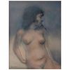 RAFAEL CORONEL, Mujer desnuda, Firmado, Óleo y crayón sobre cartoncillo, 76 x 58 cm