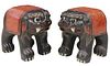 (2) JAPANESE CARVED SHISHI GUARDIAN LION BENCHES