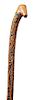 10. Bethel Academy/C.S.A. Folk Art Cane- Ca. 1875- A one-piece carved folk art cane which has high relief carving of “Bethe