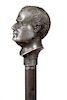 14. William McKinley Political Cane- Ca. 1885- A McKinley figural handle which is done in a white metal and the collar is cas