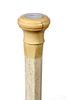 50. Nautical Whalebone Cane- Ca. 1870- A nice 7/8” thick hexagonal 50% shaft, mother of pearl disc inlaid atop the whale’
