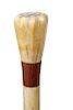51. Nautical Whalebone Cane- Ca. 1870- A whale’s tooth carved handle which fits to the hand perfectly, coconut wood collar,