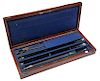 64. Presentation Cased Air Gun- Ca. 1880- A mahogany presentation case with a fine buffalo horn handle which is in two sectio
