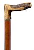 74. Dumonthier Gun Cane - Pat. 1878- A signed example of a fine shotgun cane with a stag handle and a full malacca shaft, pus