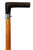 78. Gun Cane- Ca. 1890- A Belgium small caliber rifle cane in working condition, black horn handle, stepped malacca shaft and