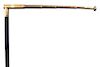 101. Level System Cane- Ca. 1910- A brass handle which has a telescoping five draw level which is 17” long (glass bubble is