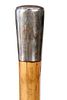 114. Silver Dress Cane- Ca. 1895- A plain but elegant British hallmarked silver handle, honey malacca shaft and a metal ferru