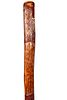 172. Civil War Cane- Ca. 1870- A one-piece hickory shaft with natural bark, signed “Cut in the center of seven pines battle
