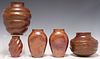 (5) COLLECTION OF HAMMERED COPPER VASES, MEXICO