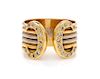 An 18 Karat Tricolor Gold and Diamond "Double C" Ring, Cartier, 4.10 dwts.