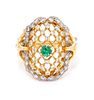 An 18 Karat Yellow Gold, Emerald and Diamond Ring, Lalaounis, 6.30 dwts.