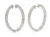 A Pair of White Gold and Diamond Hoop Earrings, 7.80 dwts.