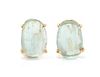 A Pair of 14 Karat Yellow Gold and Aquamarine Earclips, 4.70 dwts.