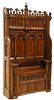 FRENCH GOTHIC REVIVAL CARVED OAK HALL BENCH