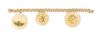 * A 14 Karat Yellow Gold Bracelet with Three Attached Charms, 42.10 dwts.