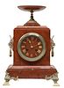 FRENCH NEOCLASSICAL ROUGE MARBLE MANTEL CLOCK