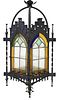 WROUGHT IRON & STAINED-GLASS HANGING HALL LANTERN