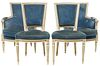 4) FRENCH LOUIS XVI STYLE PAINTED SIDE & ARMCHAIRS