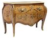FRENCH LOUIS XV STYLE MARQUETRY BOMBE COMMODE