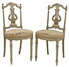 2) FRENCH LOUIS XVI STYLE PAINTED LYRE-BACK CHAIRS