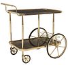 FRENCH GILT METAL MIRRORED 2-TIER SERVICE CART