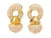 A Pair of 18 Karat Yellow Gold and Diamond Earclips, 13.40 dwts.
