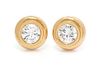 * A Pair of Yellow Gold Diamond Stud Earrings, 2.60 dwts.