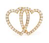 A Victorian Yellow Gold and Diamond Intertwined Hearts Brooch, 4.00 dwts.