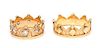 A Collection of Yellow Gold Crown Motif Bands, 6.80 dwts.