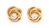 A Pair of 14 Karat Yellow Gold and Diamond Stud Earrings, 1.90 dwts.