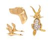 A Collection of 14 Karat Gold Animal Brooches, 13.80 dwts.