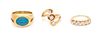* A Collection of Yellow Gold and Gemstone Rings, 17.40 dwts.
