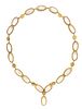 An Arts and Crafts Yellow Gold and Moonstone Necklace, 22.20 dwts.