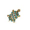 18kt Gold Turtle Brooch with Turquoises and Rubies