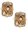 Trianon By Seaman Schepps Rock Quartz Caged Clip Earrings In 18Kt Gold With Diamonds