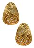 Elizabeth Gage England Naive Sculptural Clip On Earrings In 18Kt Gold With Diamonds