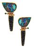 Jennifer Kalled Clip Earrings In 18Kt Gold With Opals Tsavorite & Druzy