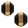Charles Turi Clip Earrings In 18K Gold With Carved Onyxes