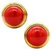 Cellino 1970 Italy Massive Earrings In 18K Gold With 70.2 Ctw Sardinian Red Coral
