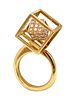 Modernist Sculptural Op Art Ring In 18K Gold With 1.20 Ctw In Diamonds