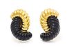 A Pair of 18 Karat Yellow Gold and Onyx Earrings, 19.00 dwts.