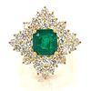 18K & 14K Yellow Gold Emerald and Diamond Ring