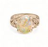 Opal, Diamond, 14K White Gold Ring, Size 6.5 Ca. 1950, 5.1g