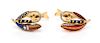 A Pair of 18 Karat Bicolor Gold and and Polychrome Enamel Cufflinks, Deakin & Francis, 13.65 dwts.