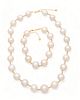 South Sea Pearl (12-13mm) Choker Necklace & Bracelet, 18kt Gold Heart Clasps, L 17" 96g
