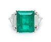 A Platinum, Emerald and Diamond Ring, 7.40 dwts.