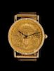 * An 18 Karat Yellow Gold and US $20 Gold Coin Wristwatch, Corum, 44.15 dwts.