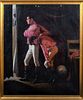 PORTRAIT OF TWO CIRCUS PERFORMERS OIL PAINTING