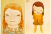 Yoshitomo Nara (Japanese, B. 1959) Offset Lithographs on Paper, 2021, "Hazy Humid Day; Jolie the Little Thinker", H 29" W 20"